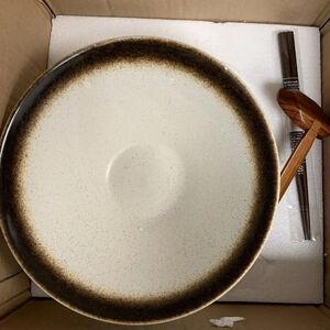 FRAGA Ceramic Ramen Bowl Traditional Japanese Bowl with Chopsticks & Spoon L144